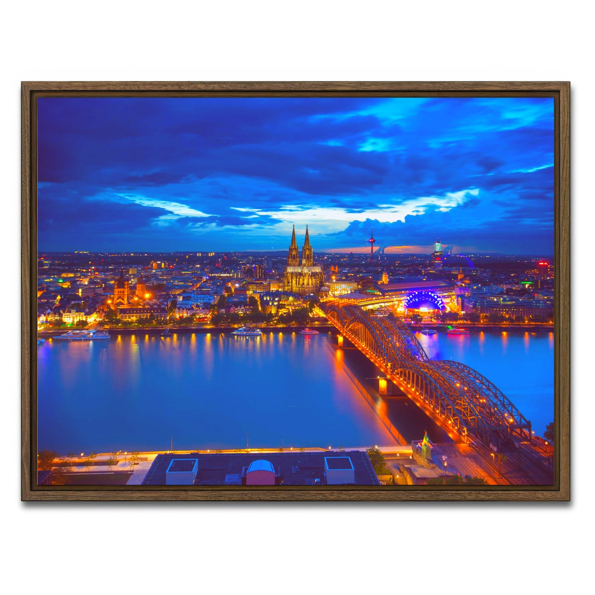 AUTO-MOCKUP WHITE | Hohenzollern Bridge Germany | 1 Piece | Walnut Framed Canvas | group=4x3