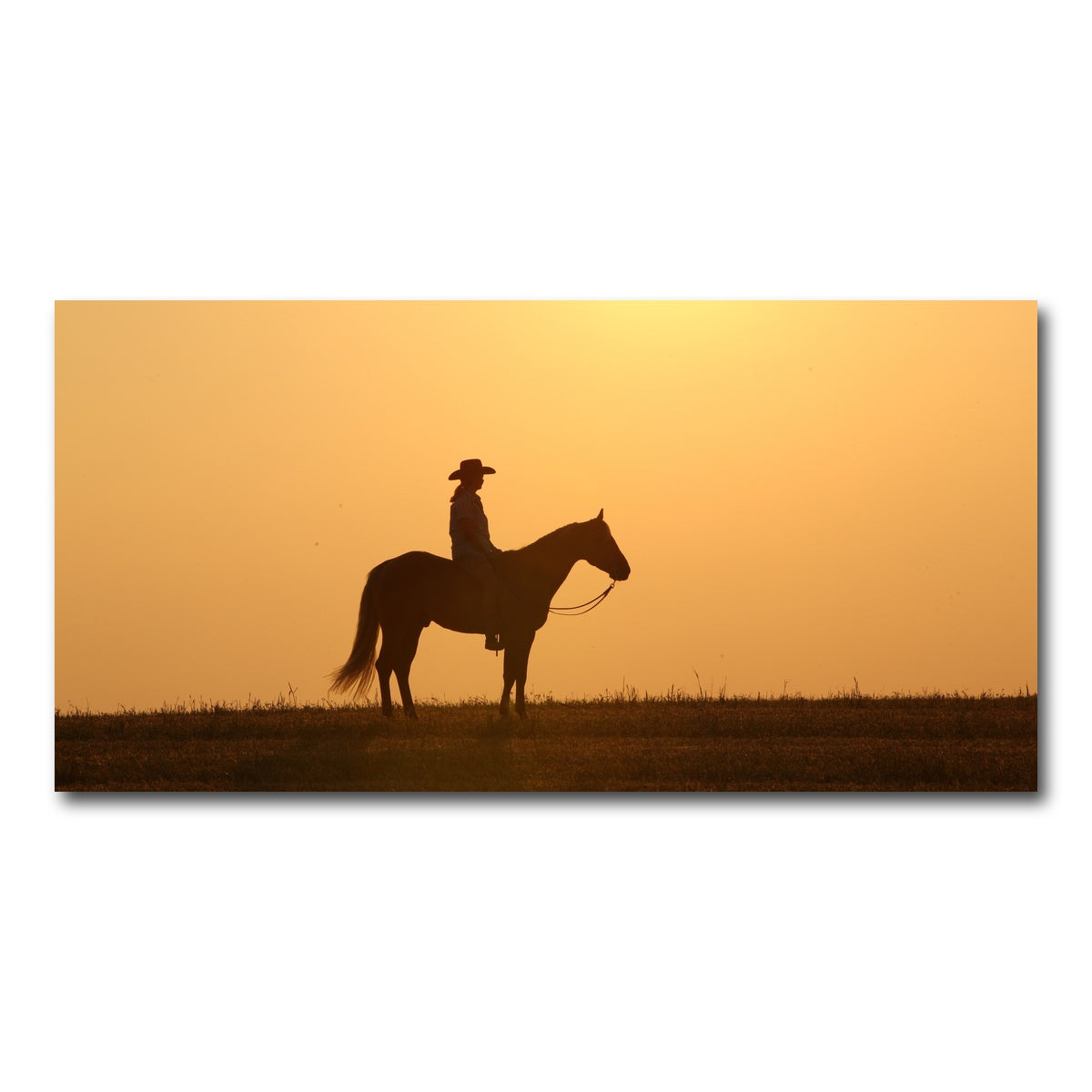 AUTO-MOCKUP WHITE | Horse & Cowboy at Sunset | 1 Piece | Gallery Wrap Canvas | group=2x1