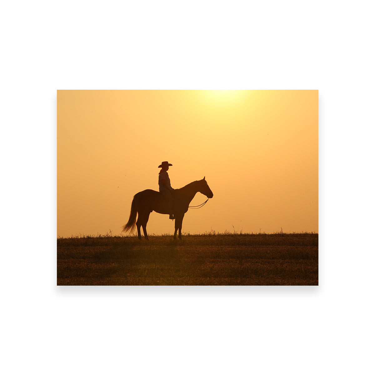 Horse & Cowboy at Sunset Wall Art