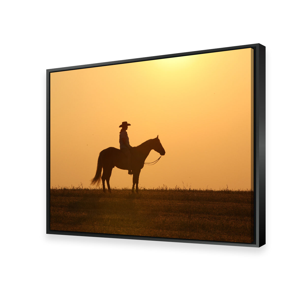 Horse & Cowboy at Sunset Wall Art
