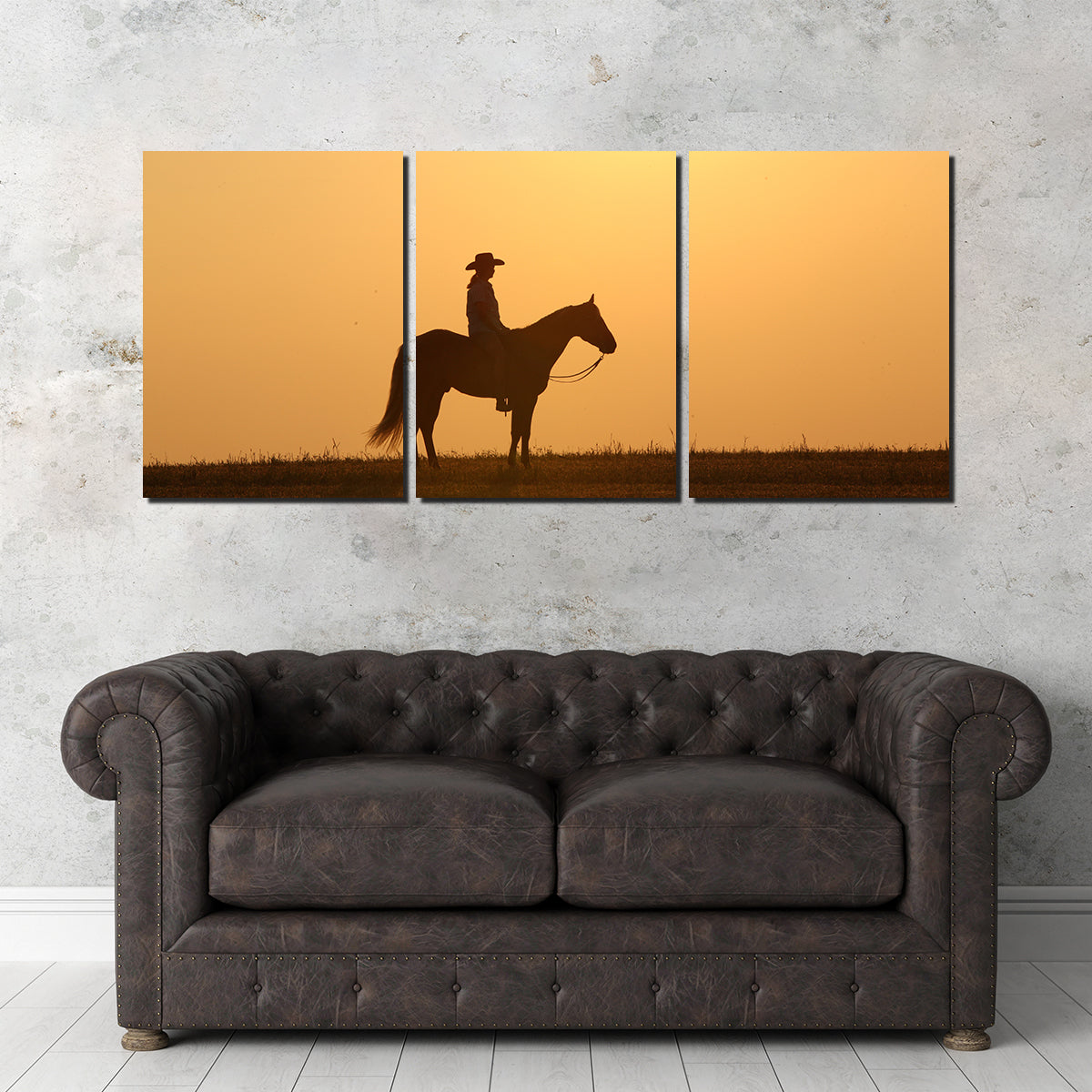 Horse & Cowboy at Sunset Wall Art