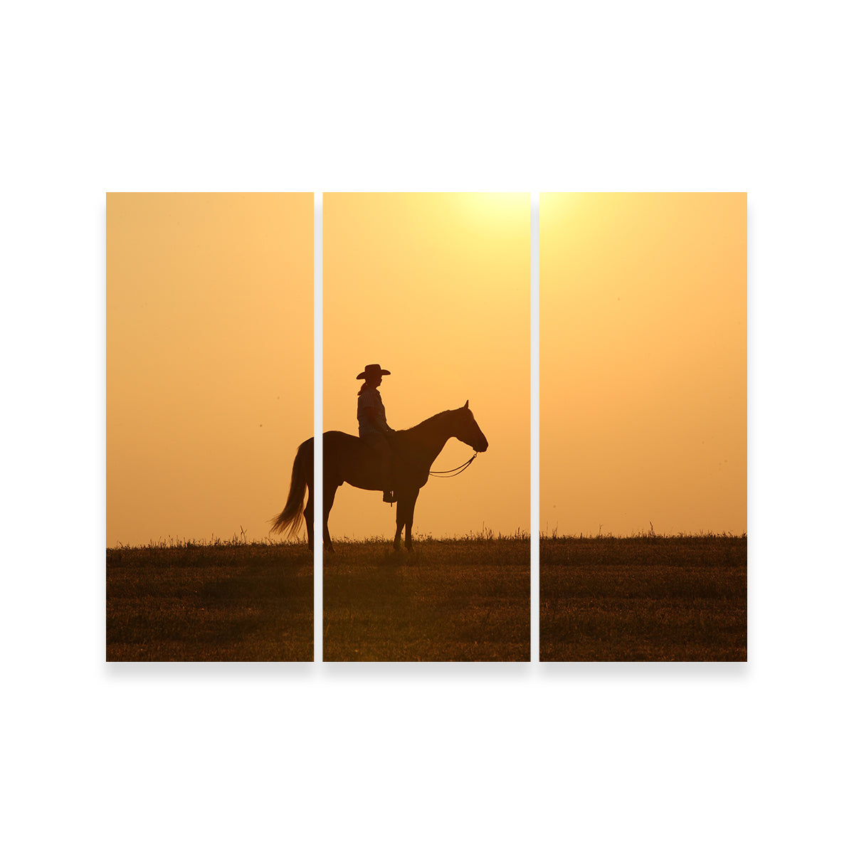 Horse & Cowboy at Sunset Wall Art