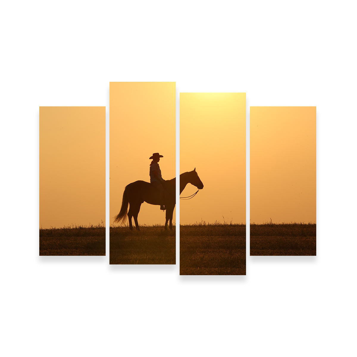 Horse & Cowboy at Sunset Wall Art