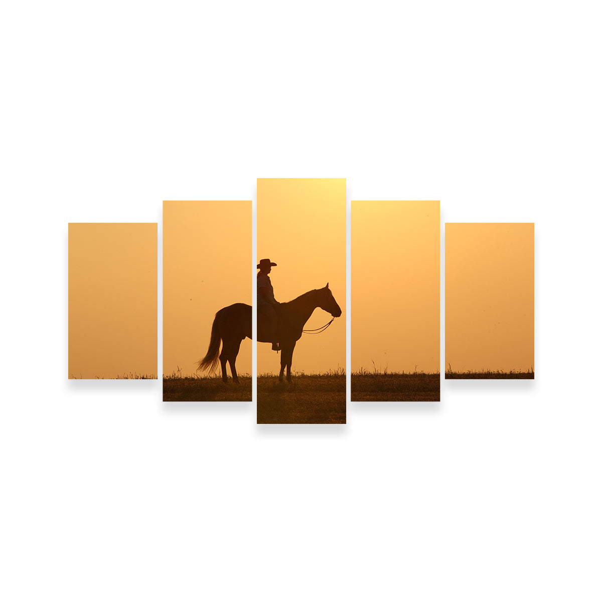 Horse & Cowboy at Sunset Wall Art