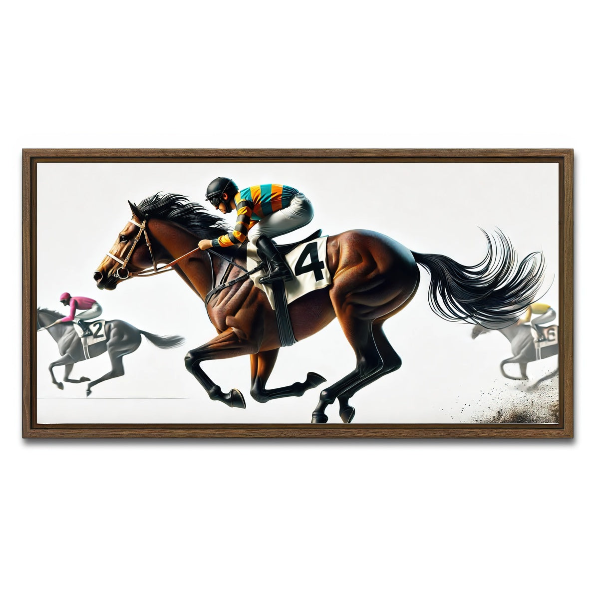 AUTO-MOCKUP WHITE | Horse Racing | 1 Piece | Walnut Framed Canvas | group=2x1