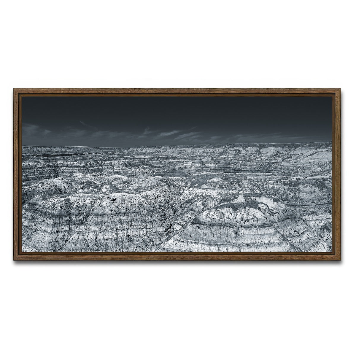 AUTO-MOCKUP WHITE | Horseshoe Canyon Alberta | 1 Piece | Walnut Framed Canvas | group=2x1