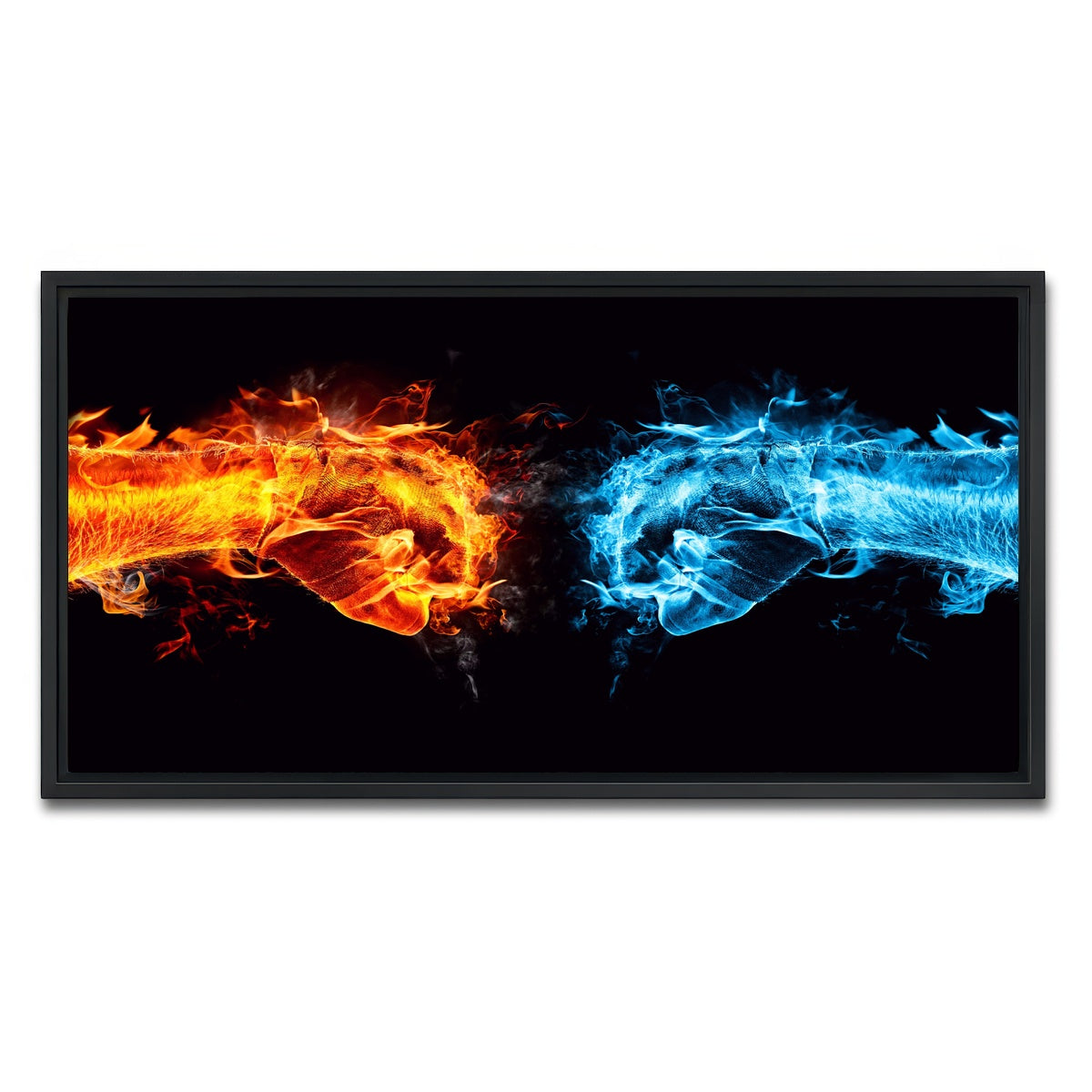 AUTO-MOCKUP WHITE | Hot Cold Fist Bump | 1 Piece | Black Framed Canvas | group=2x1