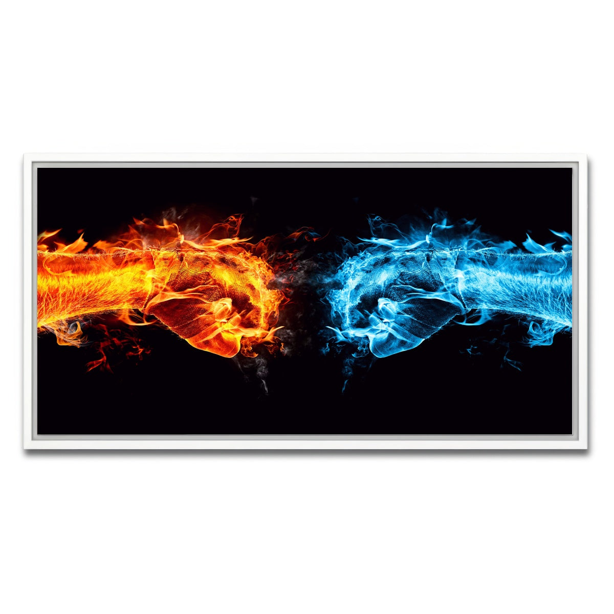 AUTO-MOCKUP WHITE | Hot Cold Fist Bump | 1 Piece | White Framed Canvas | group=2x1
