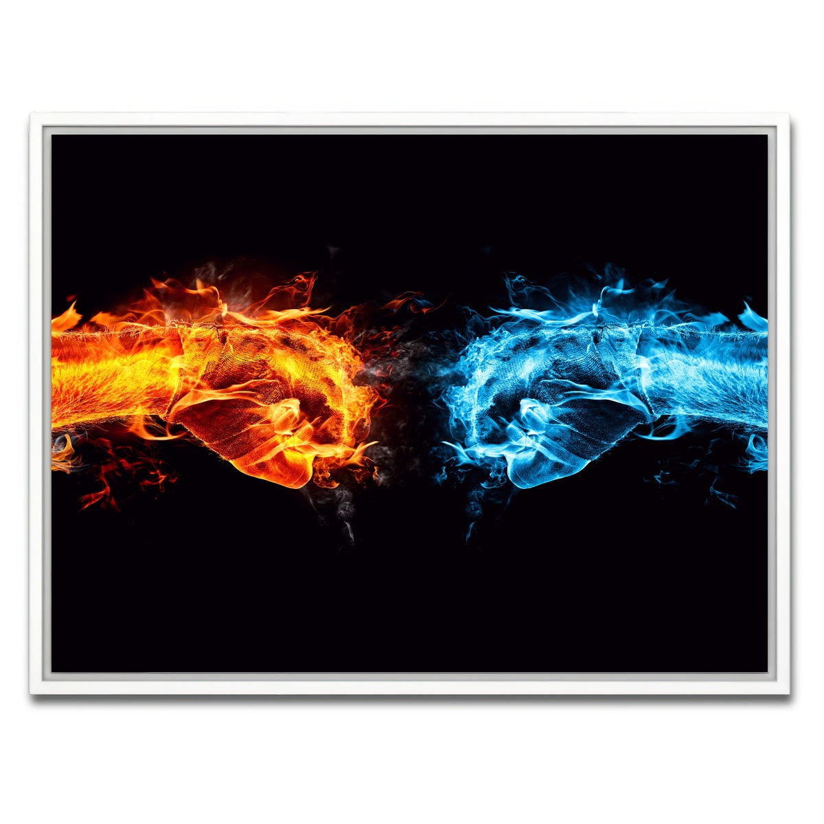 AUTO-MOCKUP WHITE | Hot Cold Fist Bump | 1 Piece | White Framed Canvas | group=4x3