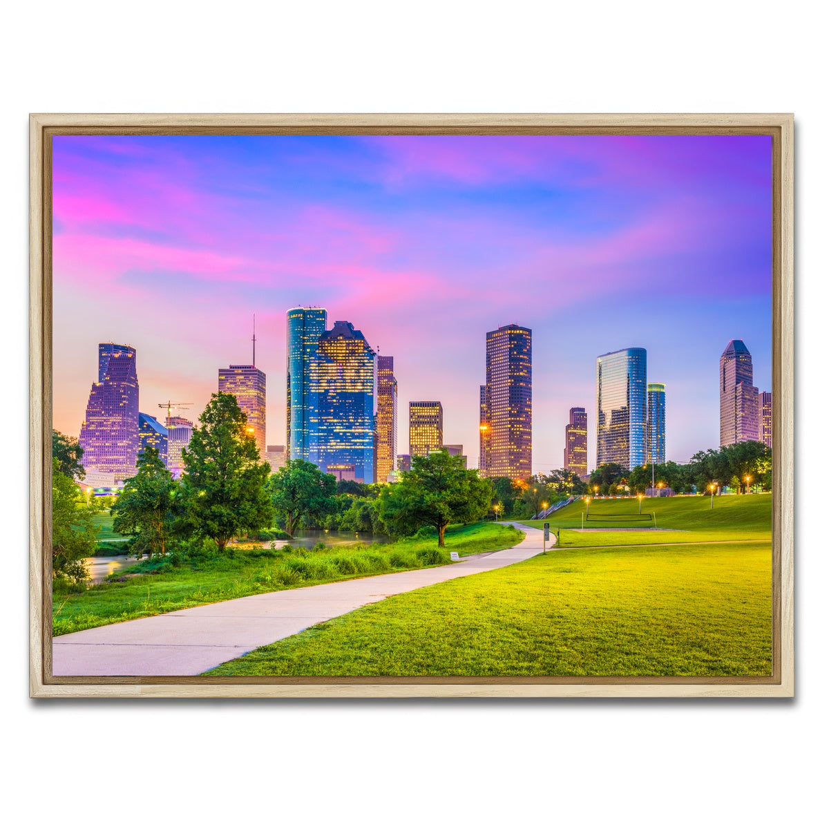 AUTO-MOCKUP WHITE | Houston Cityscape | 1 Piece | Natural Framed Canvas | group=4x3