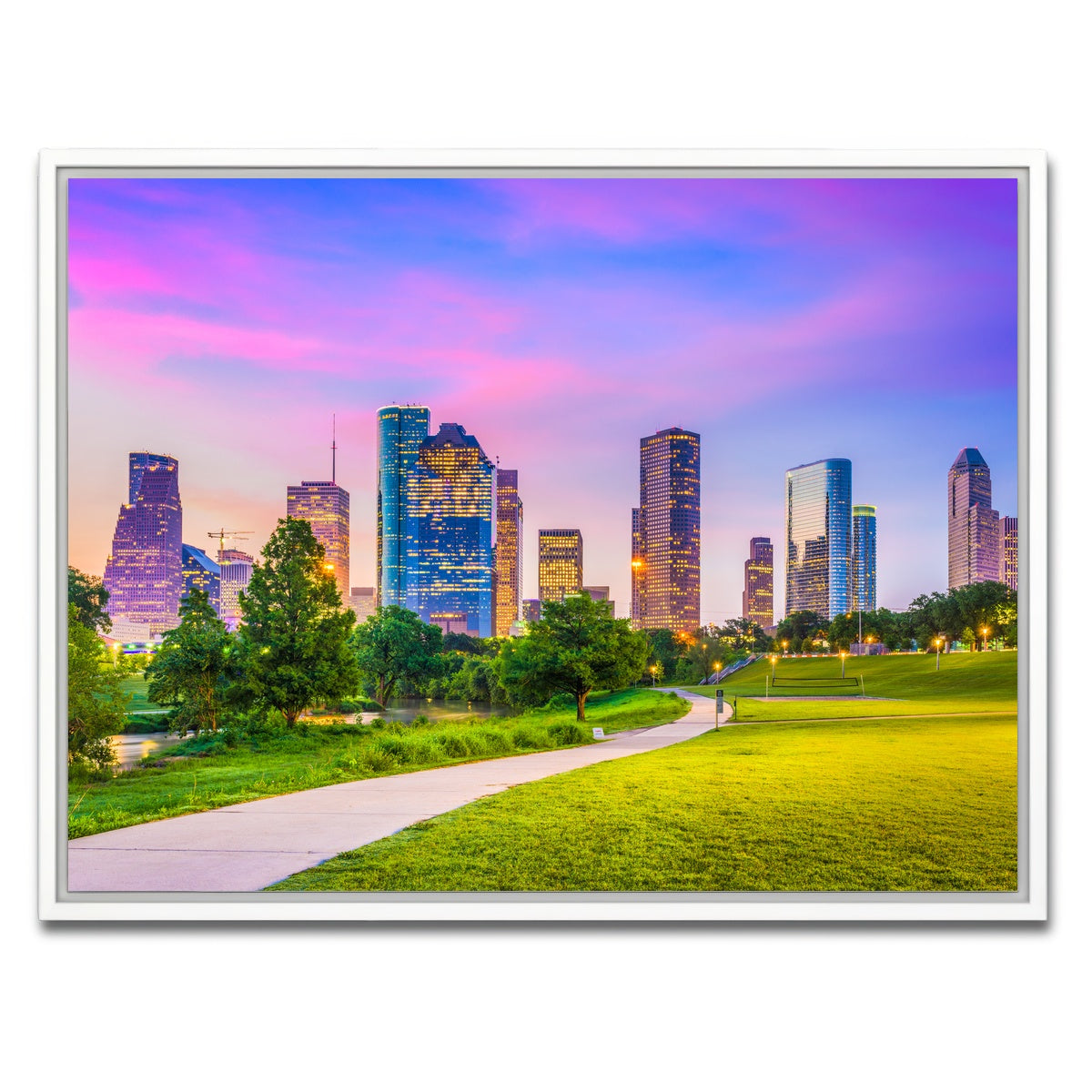 AUTO-MOCKUP WHITE | Houston Cityscape | 1 Piece | White Framed Canvas | group=4x3
