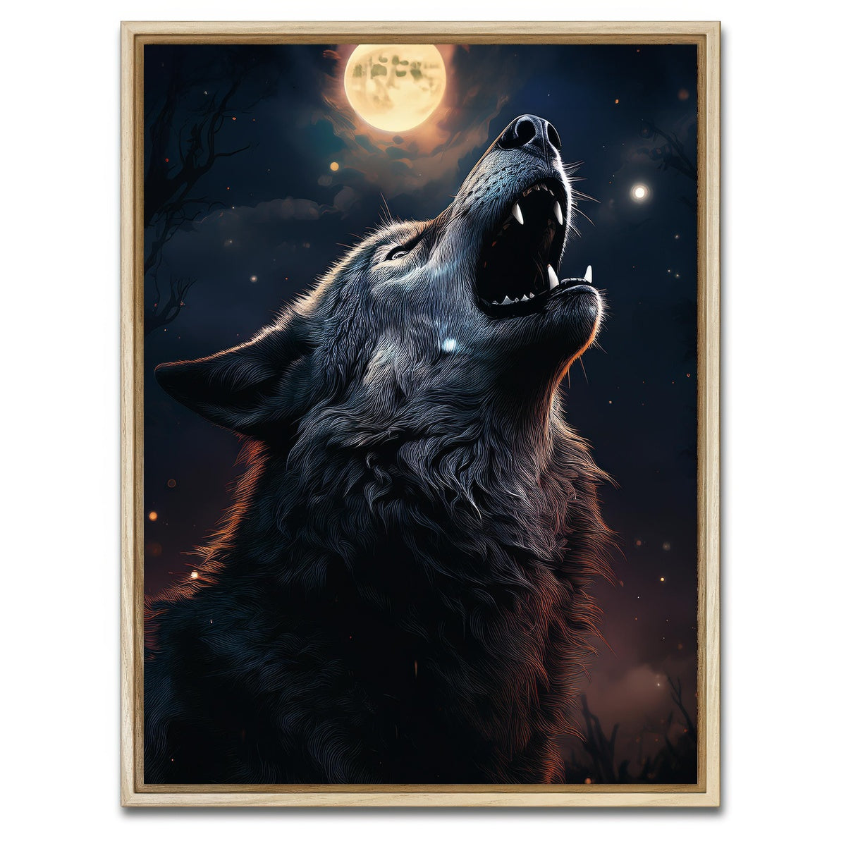 AUTO-MOCKUP WHITE | Howling Wolf | 1 Piece | Natural Framed Canvas | group=3x4