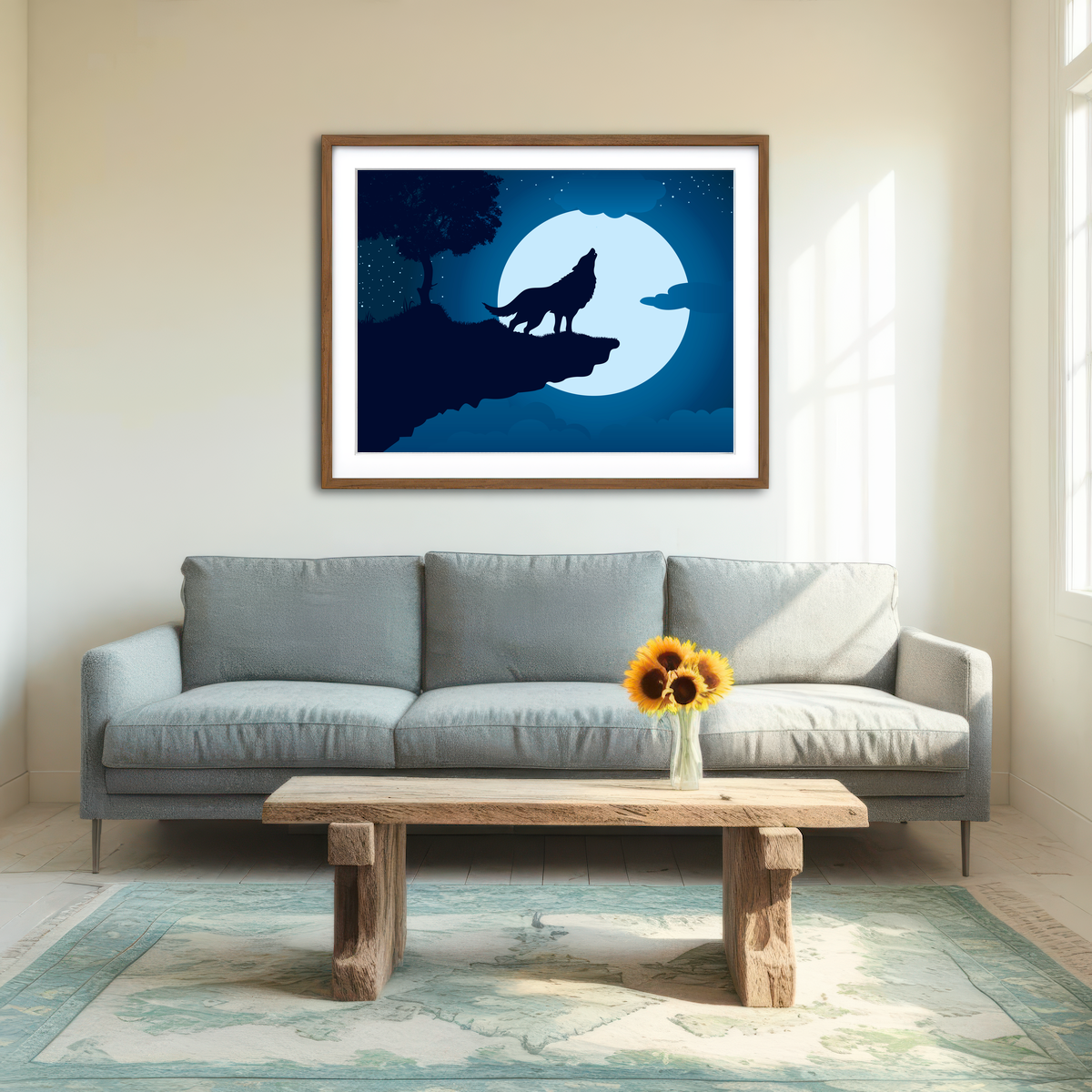 AUTO-MOCKUP ROOM | Howling at the Moon Wall Art