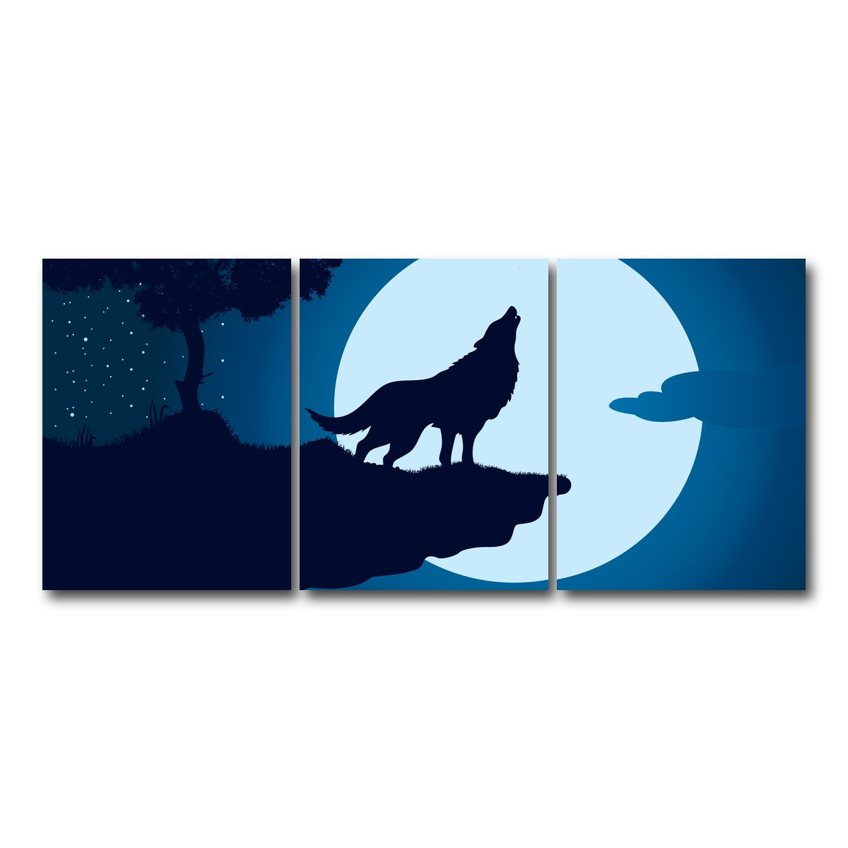 AUTO-MOCKUP WHITE | Howling at the Moon | 3 Piece | Gallery Wrap Canvas | group=18x24