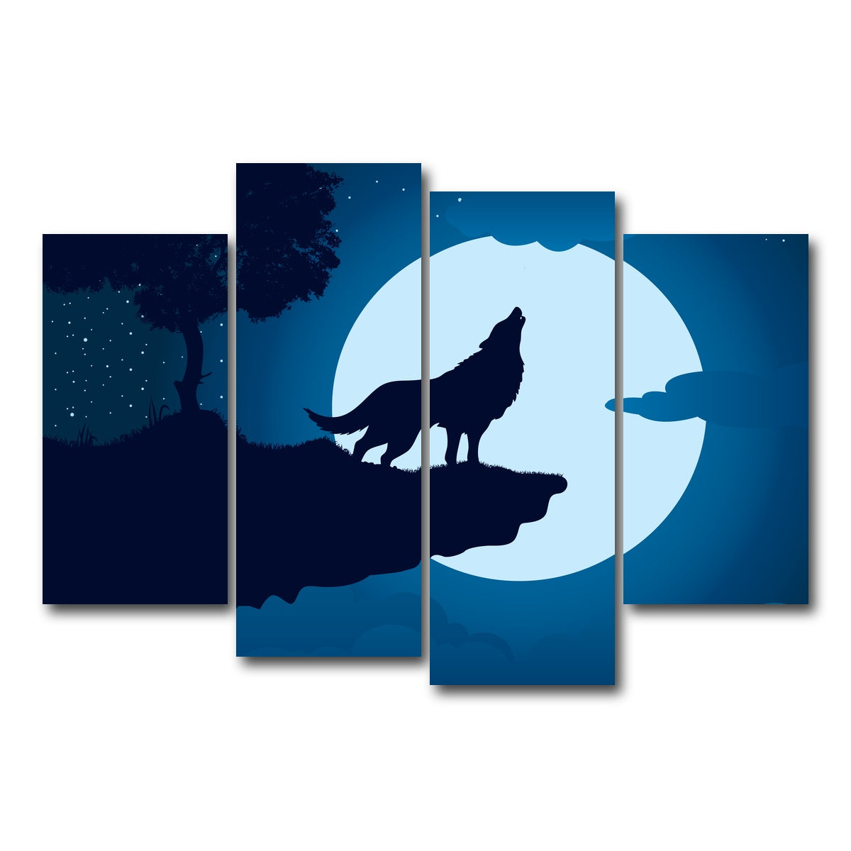 AUTO-MOCKUP WHITE | Howling at the Moon | 4 Piece | Gallery Wrap Canvas | group=4_short