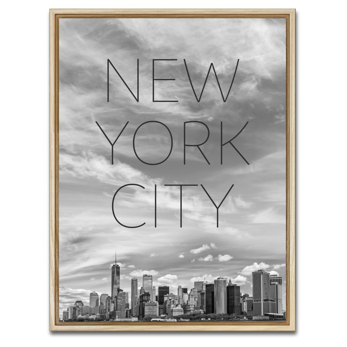 AUTO-MOCKUP WHITE | Hudson River Text & Skyline | 1 Piece | Natural Framed Canvas | group=3x4