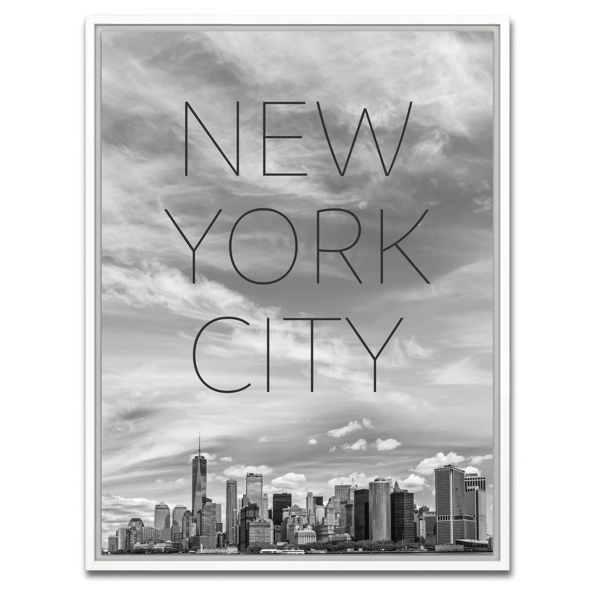 AUTO-MOCKUP WHITE | Hudson River Text & Skyline | 1 Piece | White Framed Canvas | group=3x4