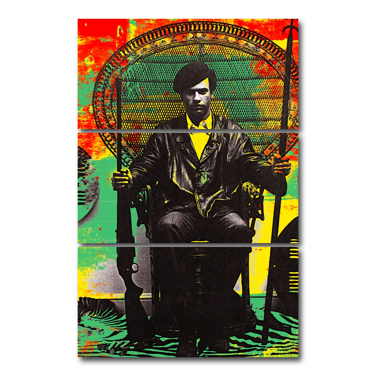 AUTO-MOCKUP WHITE | Huey P Newton | 3 Piece | Gallery Wrap Canvas | group=12x24_stacked