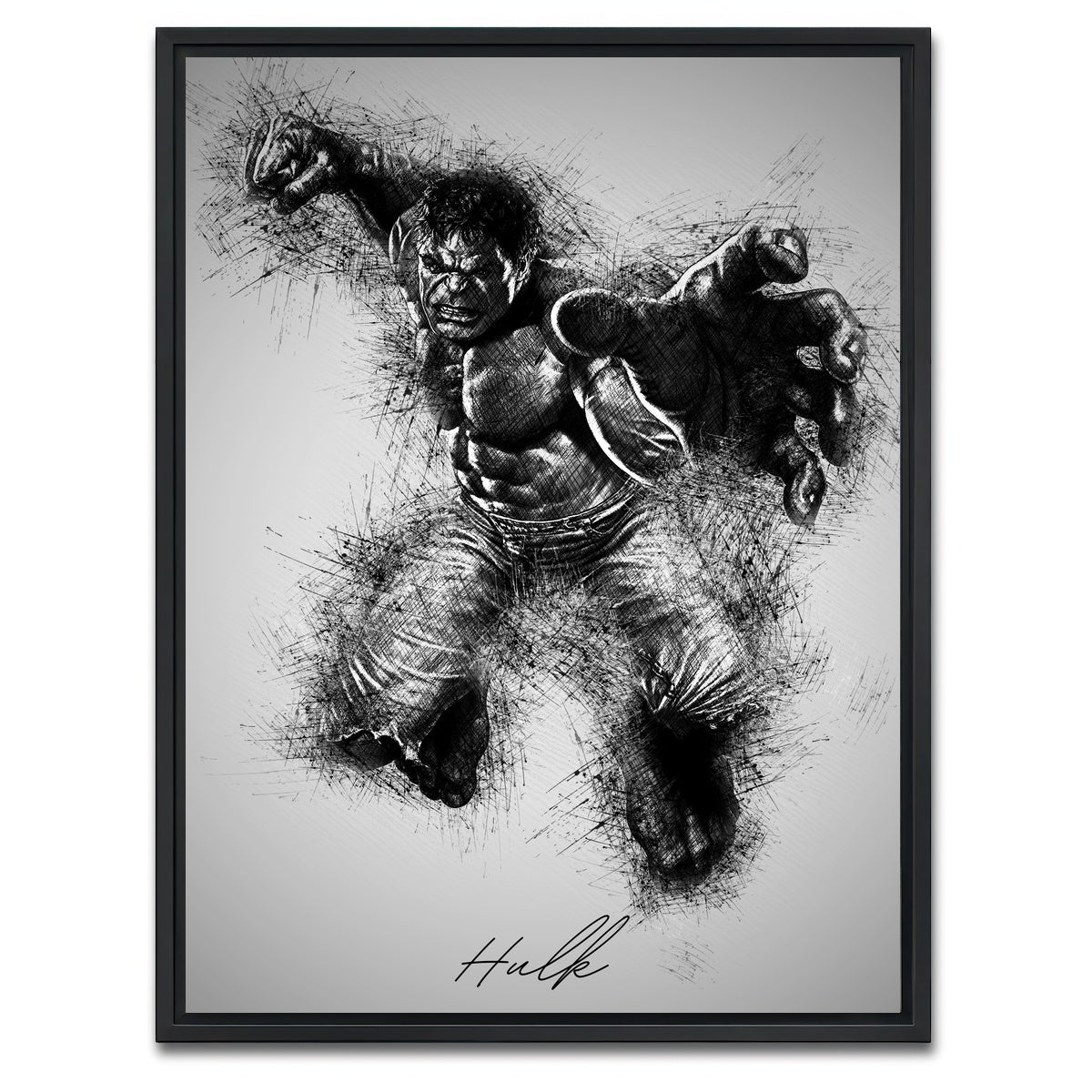 AUTO-MOCKUP WHITE | Hulk Grayscale | 1 Piece | Black Framed Canvas | group=3x4