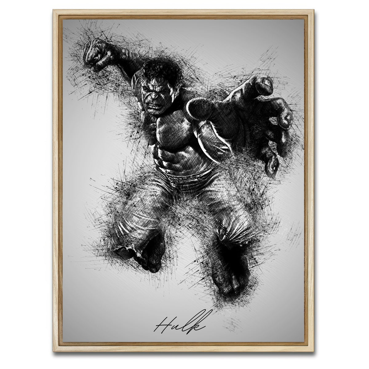 AUTO-MOCKUP WHITE | Hulk Grayscale | 1 Piece | Natural Framed Canvas | group=3x4