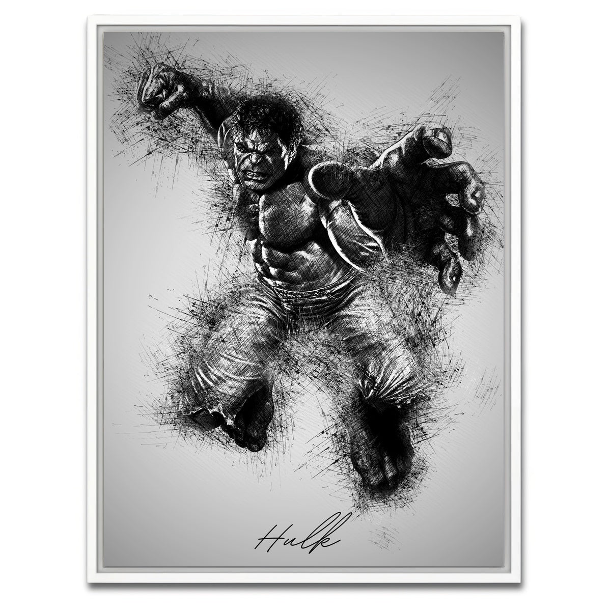 AUTO-MOCKUP WHITE | Hulk Grayscale | 1 Piece | White Framed Canvas | group=3x4