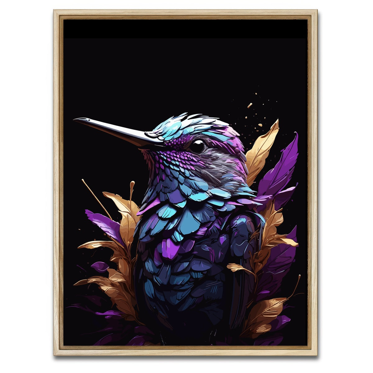 AUTO-MOCKUP WHITE | Hummingbird Animal | 1 Piece | Natural Framed Canvas | group=3x4