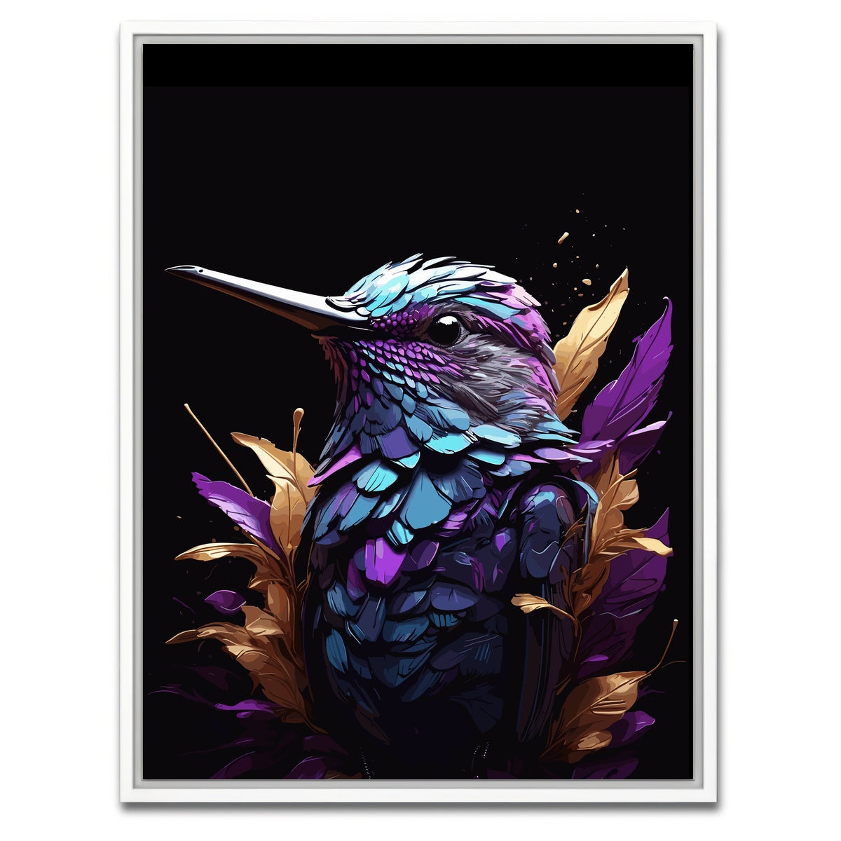 AUTO-MOCKUP WHITE | Hummingbird Animal | 1 Piece | White Framed Canvas | group=3x4