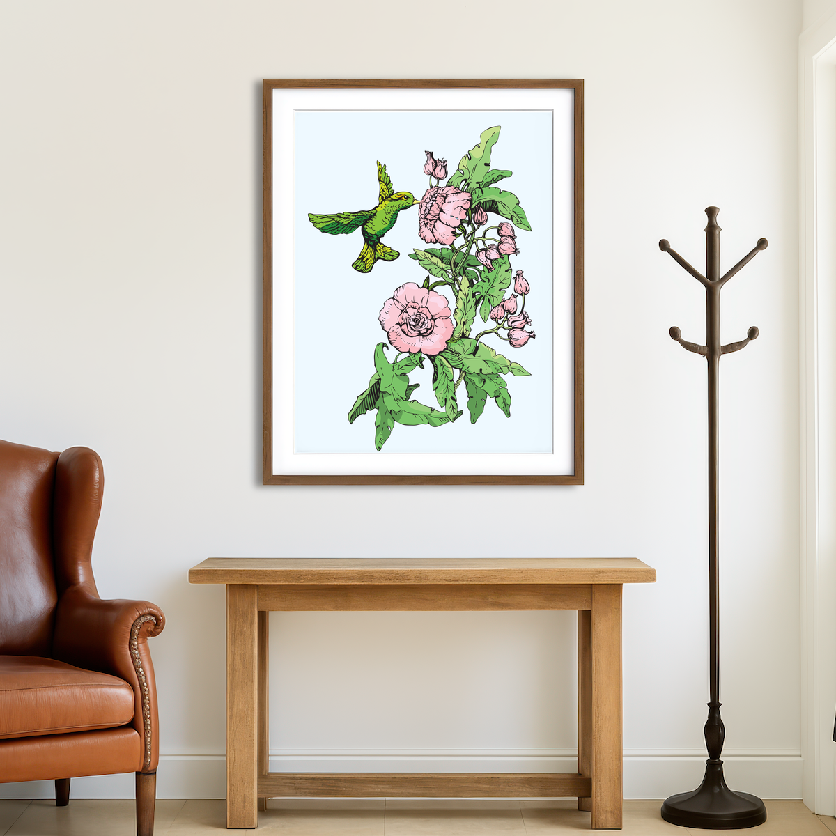 AUTO-MOCKUP ROOM | Hummingbird Drinking Nectar Wall Art