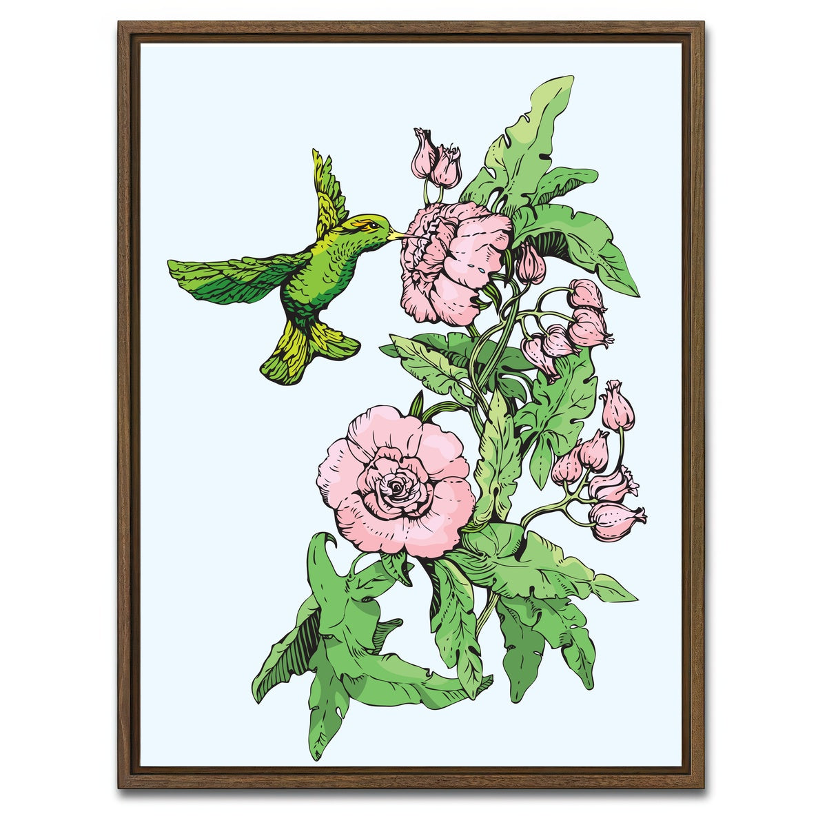 AUTO-MOCKUP WHITE | Hummingbird Drinking Nectar | 1 Piece | Walnut Framed Canvas | group=3x4