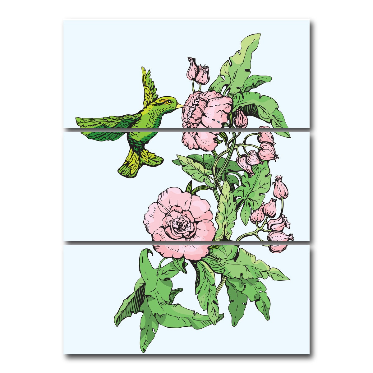 AUTO-MOCKUP WHITE | Hummingbird Drinking Nectar | 3 Piece | Gallery Wrap Canvas | group=8x18_stacked