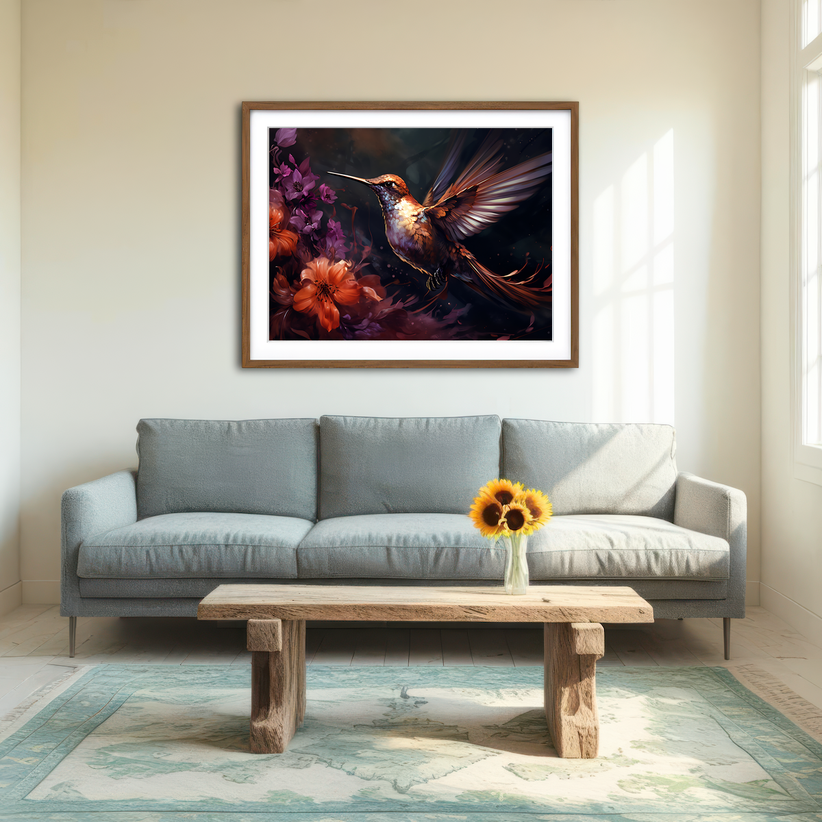 AUTO-MOCKUP ROOM | Hummingbird Painting Wall Art