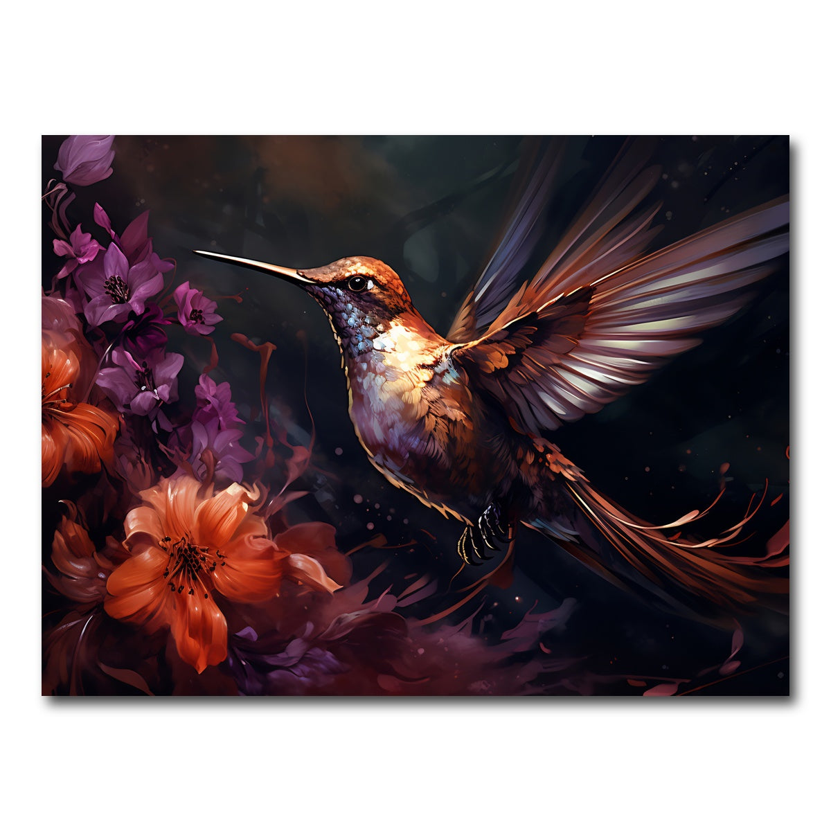 AUTO-MOCKUP WHITE | Hummingbird Painting | 1 Piece | Gallery Wrap Canvas | group=4x3