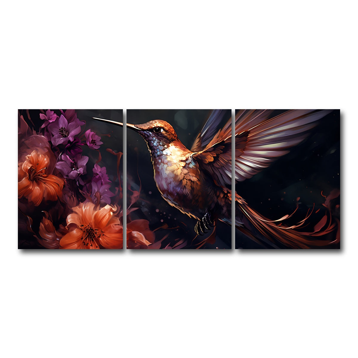 AUTO-MOCKUP WHITE | Hummingbird Painting | 3 Piece | Gallery Wrap Canvas | group=18x24