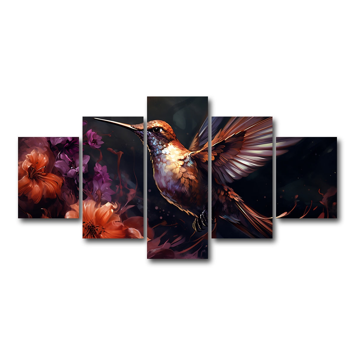 AUTO-MOCKUP WHITE | Hummingbird Painting | 5 Piece | Gallery Wrap Canvas | group=5_short