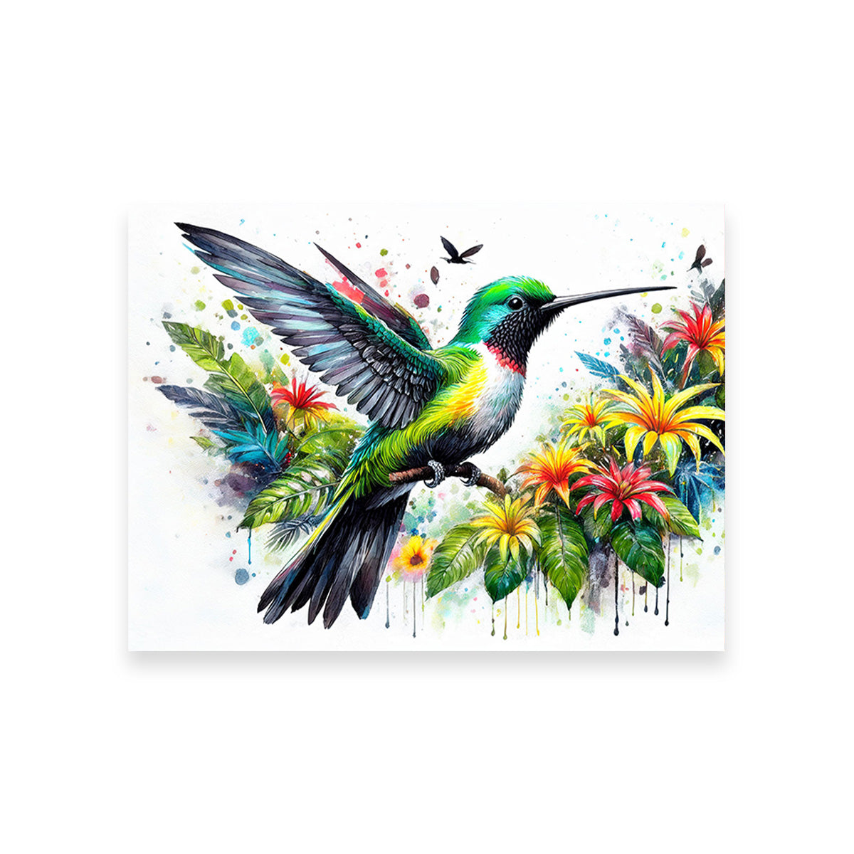 Hummingbird Watercolor Wall Art