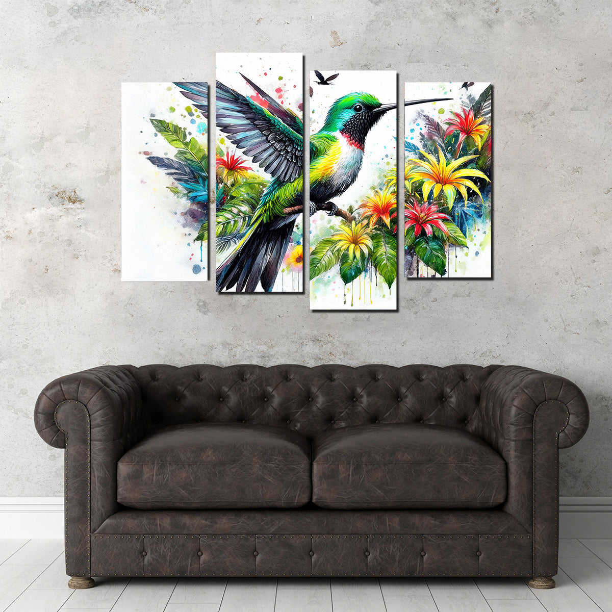 Hummingbird Watercolor Wall Art