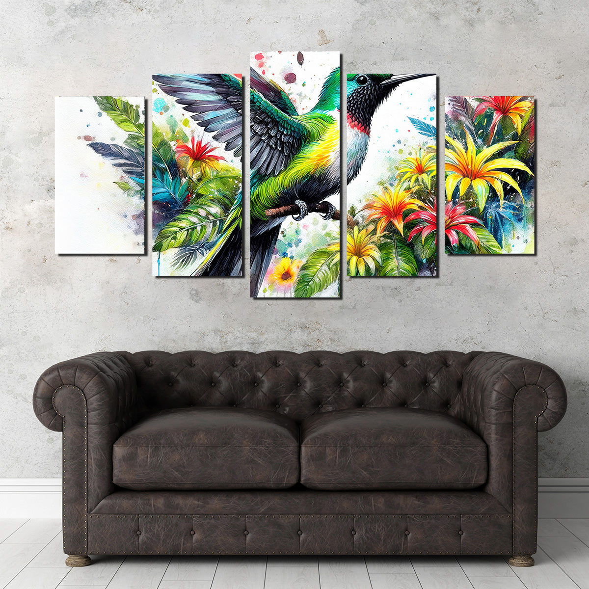 Hummingbird Watercolor Wall Art