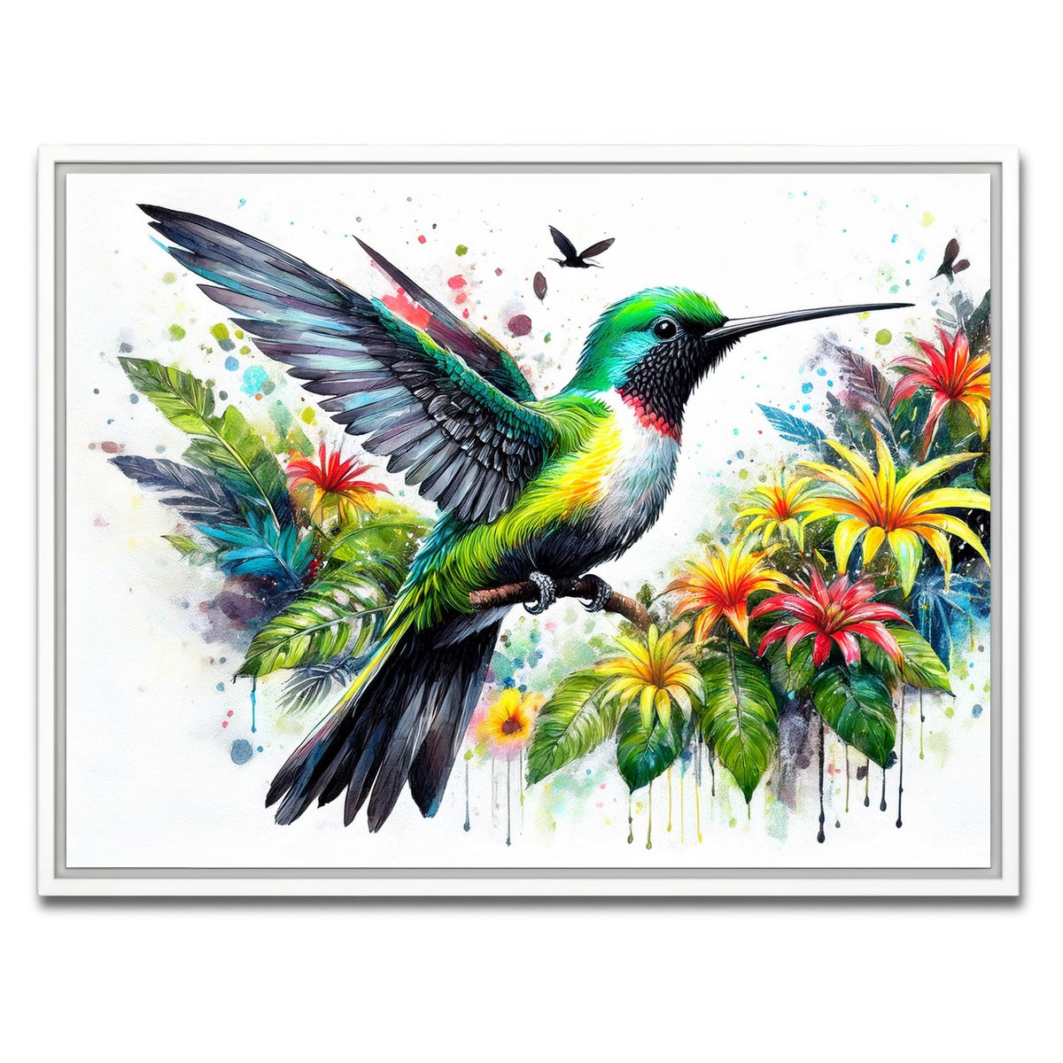 AUTO-MOCKUP WHITE | Hummingbird Watercolor | 1 Piece | White Framed Canvas | group=4x3