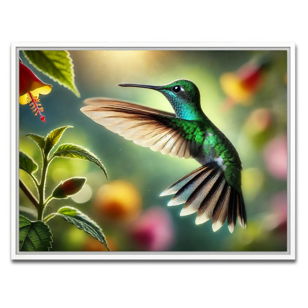 AUTO-MOCKUP WHITE | Hummingbird in Motion | 1 Piece | White Framed Canvas | group=4x3