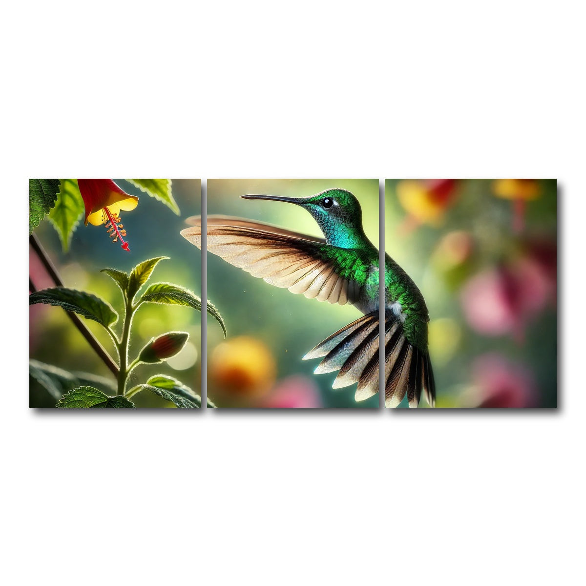 AUTO-MOCKUP WHITE | Hummingbird in Motion | 3 Piece | Gallery Wrap Canvas | group=18x24