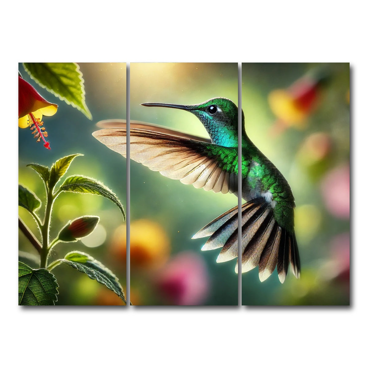 AUTO-MOCKUP WHITE | Hummingbird in Motion | 3 Piece | Gallery Wrap Canvas | group=8x18