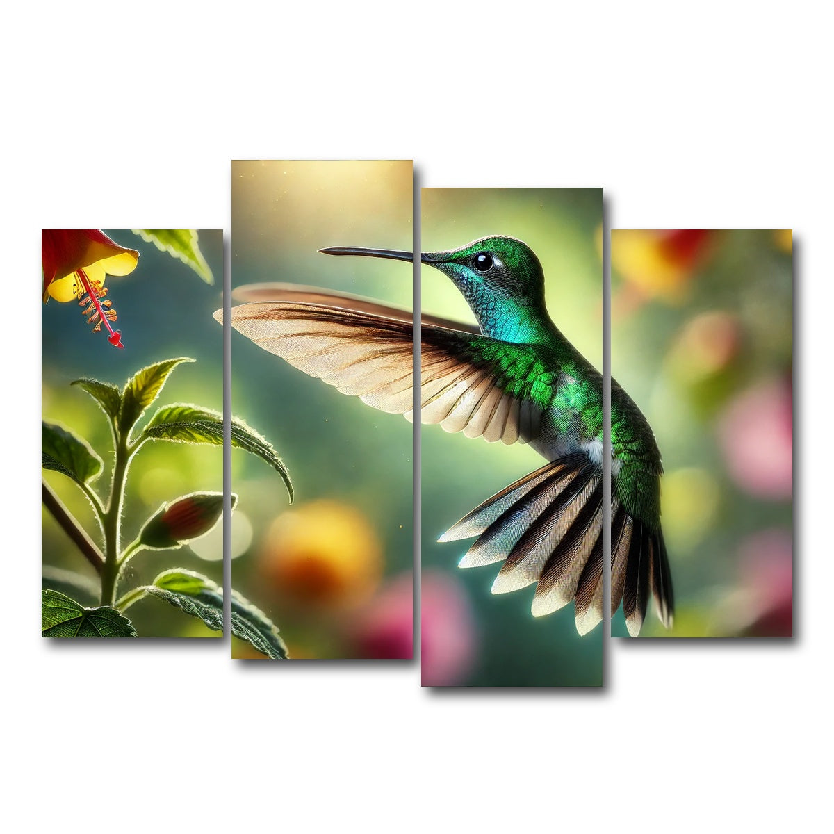 AUTO-MOCKUP WHITE | Hummingbird in Motion | 4 Piece | Gallery Wrap Canvas | group=4_normal