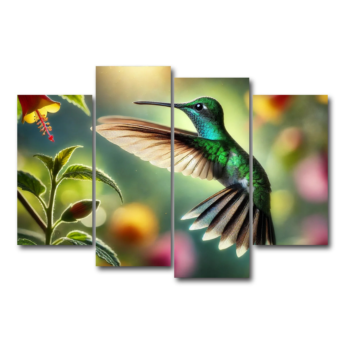 AUTO-MOCKUP WHITE | Hummingbird in Motion | 4 Piece | Gallery Wrap Canvas | group=4_short