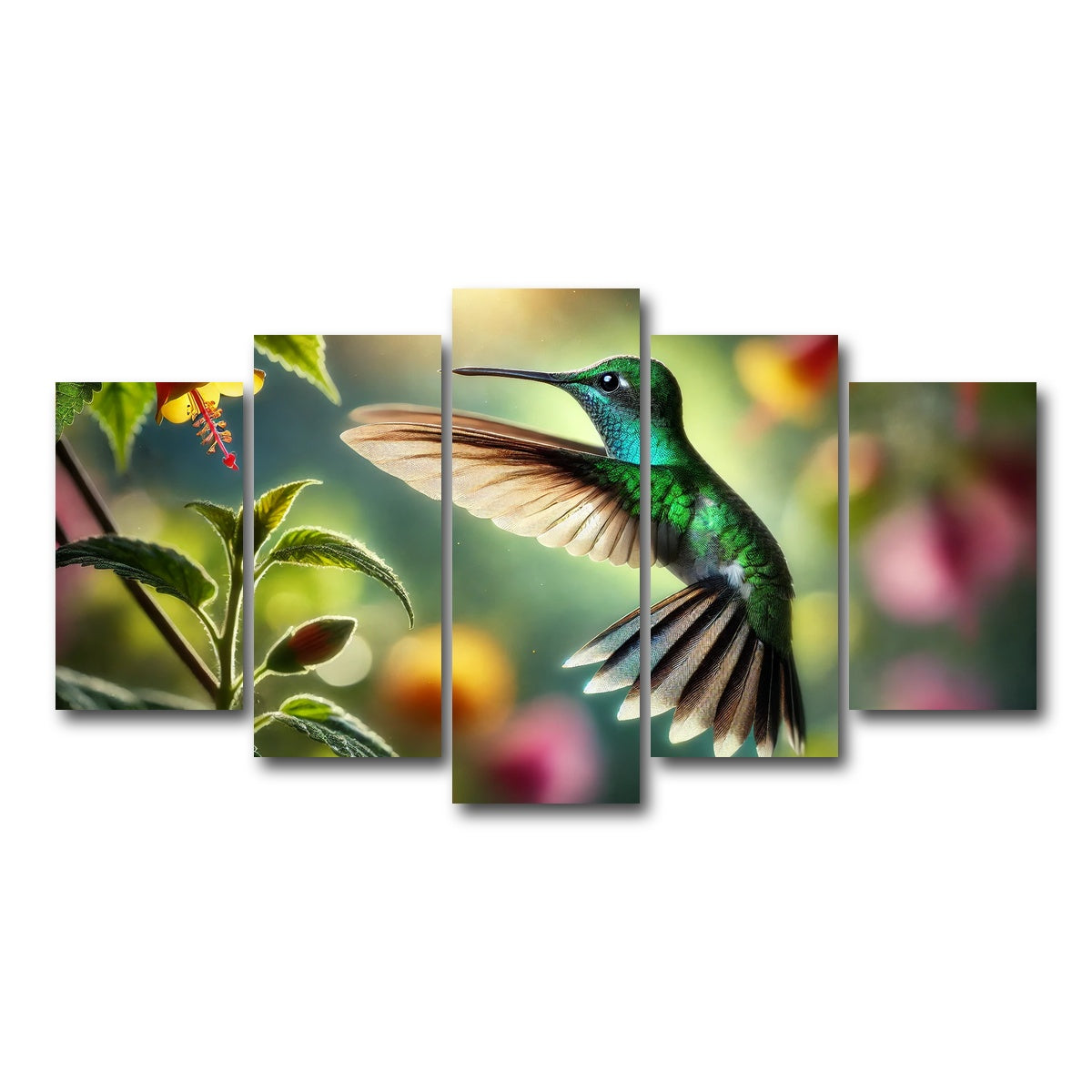 AUTO-MOCKUP WHITE | Hummingbird in Motion | 5 Piece | Gallery Wrap Canvas | group=5_normal