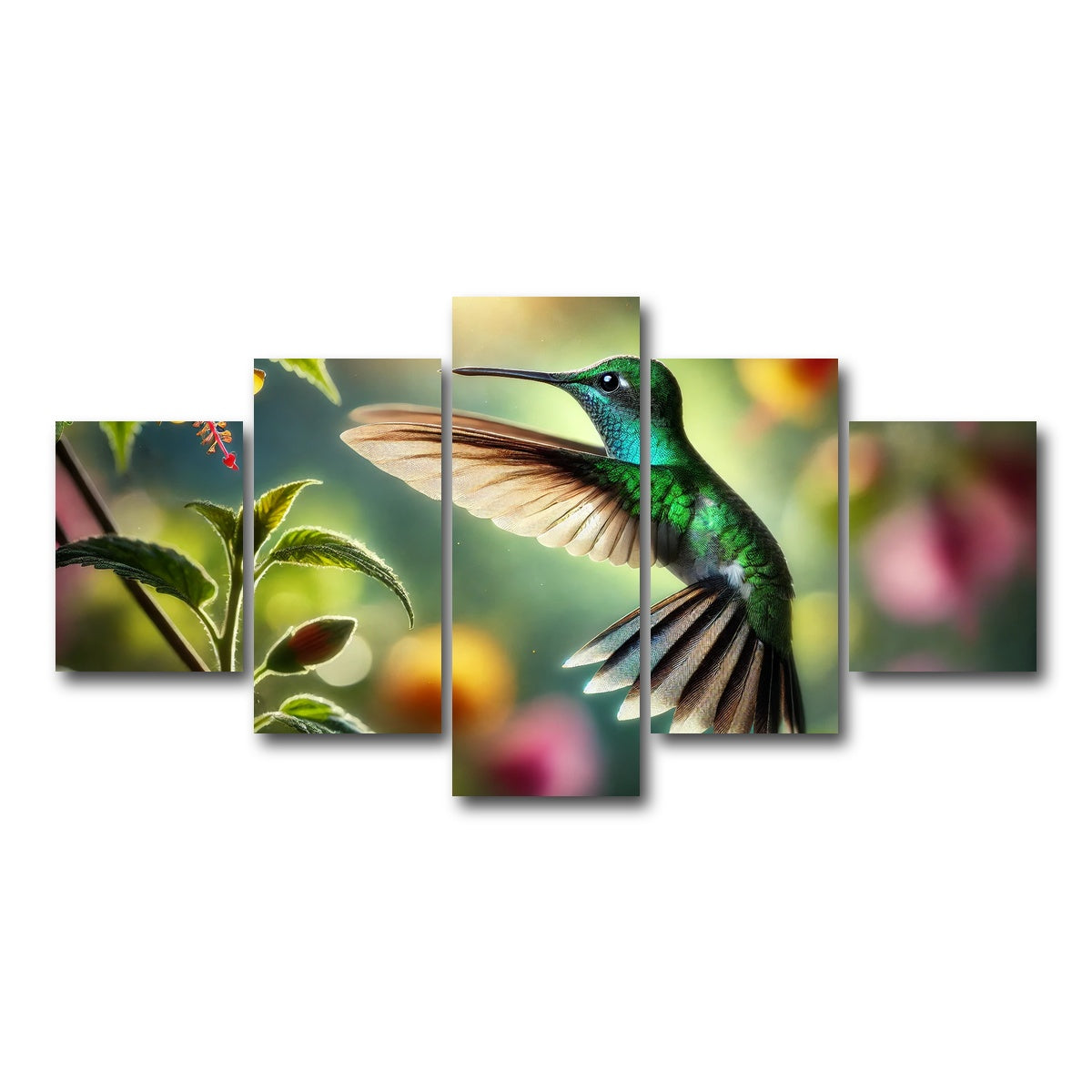 AUTO-MOCKUP WHITE | Hummingbird in Motion | 5 Piece | Gallery Wrap Canvas | group=5_short
