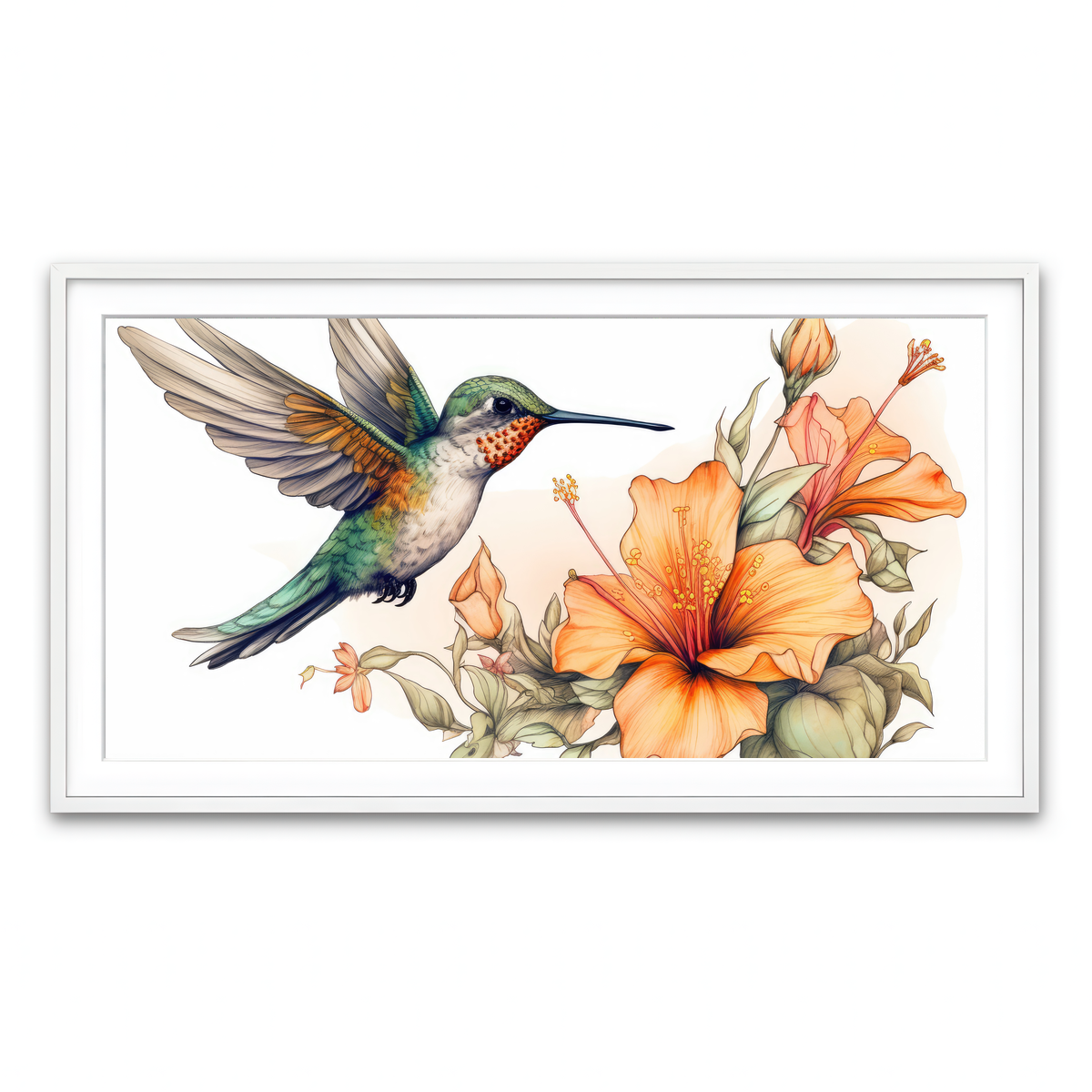 Framed Print 2x1 White