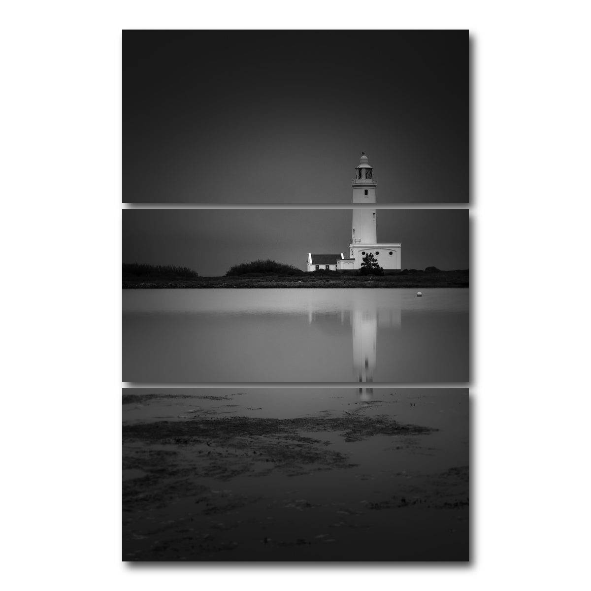 AUTO-MOCKUP WHITE | Hurst Point Lighthouse | 3 Piece | Gallery Wrap Canvas | group=12x24_stacked