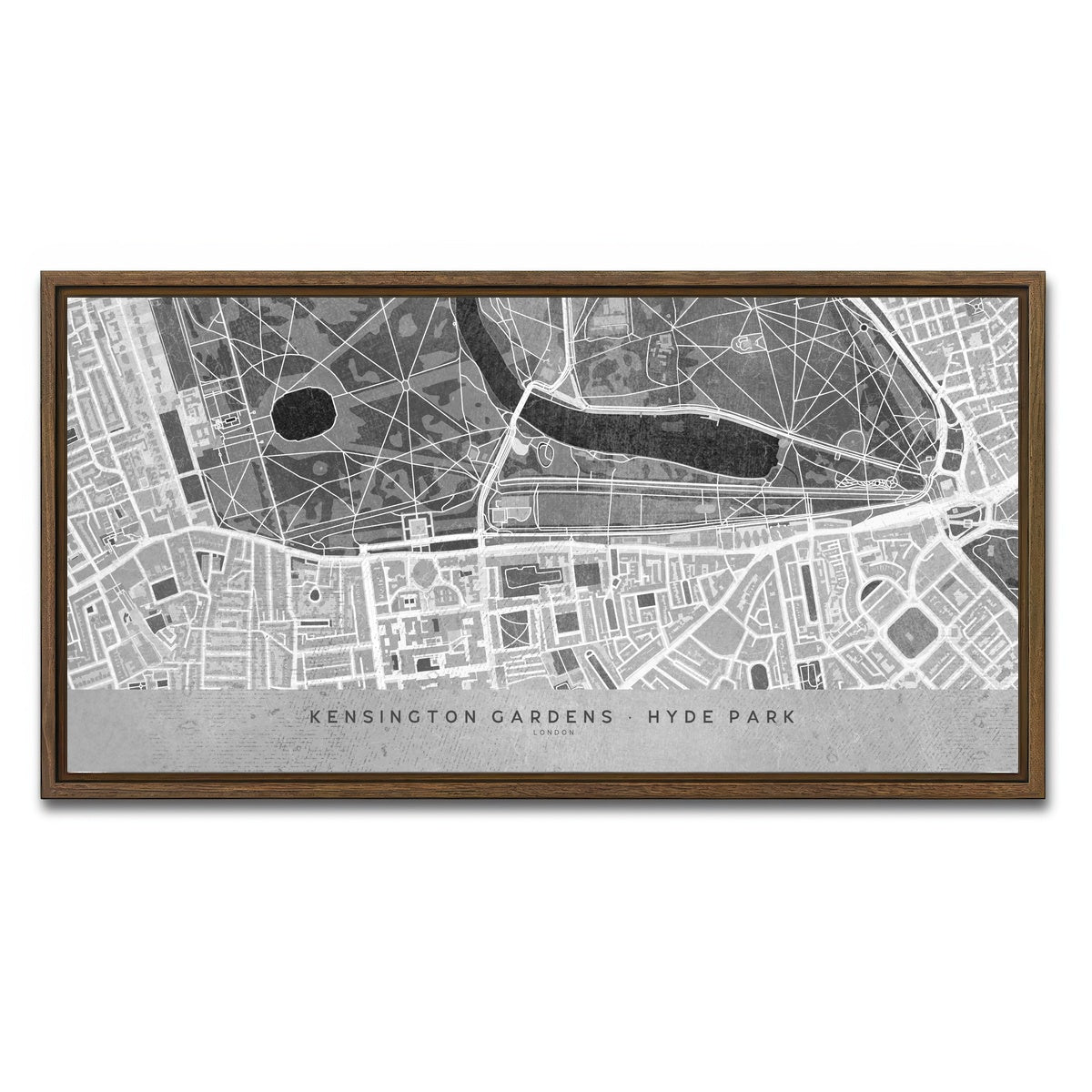 AUTO-MOCKUP WHITE | Hyde Park Map 2 | 1 Piece | Walnut Framed Canvas | group=2x1