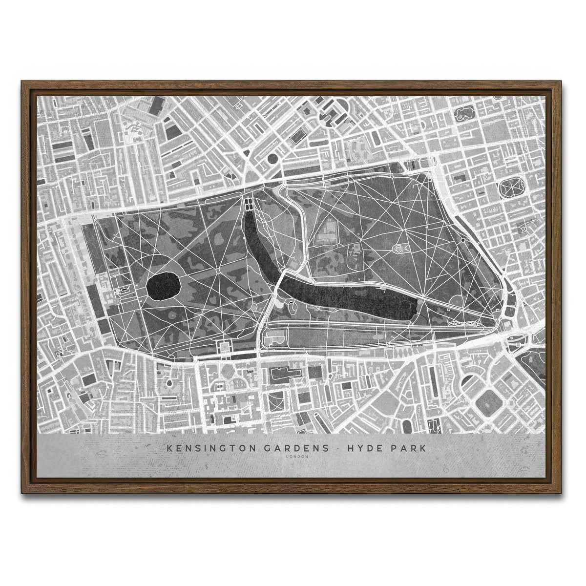 AUTO-MOCKUP WHITE | Hyde Park Map 2 | 1 Piece | Walnut Framed Canvas | group=4x3