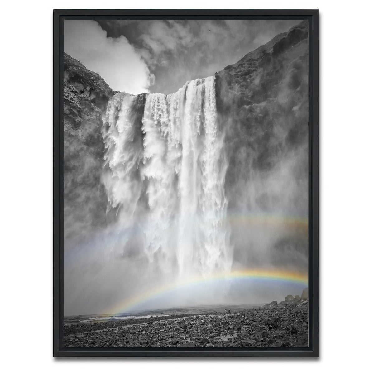 AUTO-MOCKUP WHITE | ICELAND Skogafoss double rainbow | 1 Piece | Black Framed Canvas | group=3x4